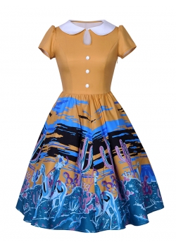 Fashion Short Sleeve Print Casual Dress