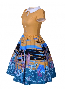 Fashion Short Sleeve Print Casual Dress
