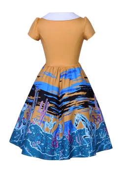 Fashion Short Sleeve Print Casual Dress