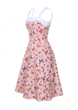 Fashion Sleeveles Butterfly Pattern Casual Dress
