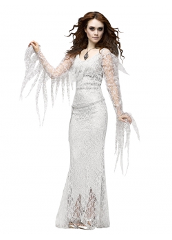 Ghostly Bride Costume White Long Dress