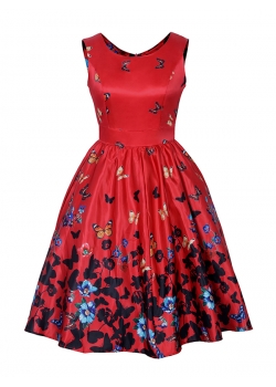 Red Fashion Printed Sleeveless Casual Dress
