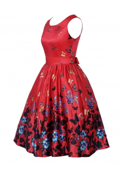 Red Fashion Printed Sleeveless Casual Dress
