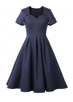Vintage Women Short Sleeve Casual Dress