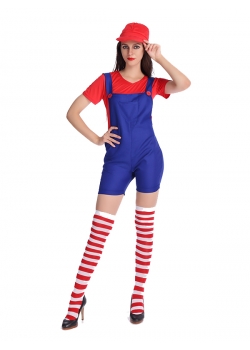 Women Fashion Harness Pants Mario Costume