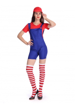 Women Fashion Harness Pants Mario Costume