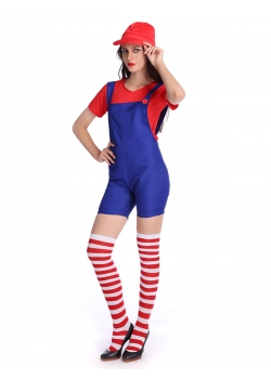 Women Fashion Harness Pants Mario Costume