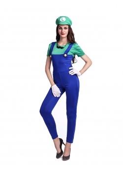 Women Fashion Jumpsuit Mario Costume