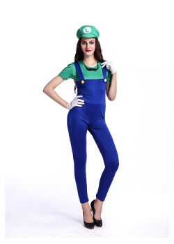 Women Fashion Jumpsuit Mario Costume