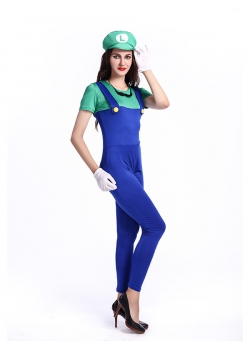 Women Fashion Jumpsuit Mario Costume