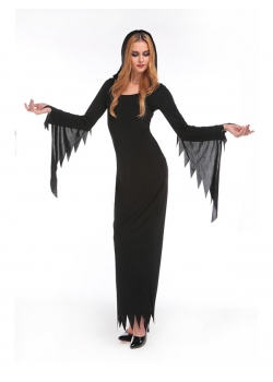 Women Sexy Black Long Dress Halloween Costume