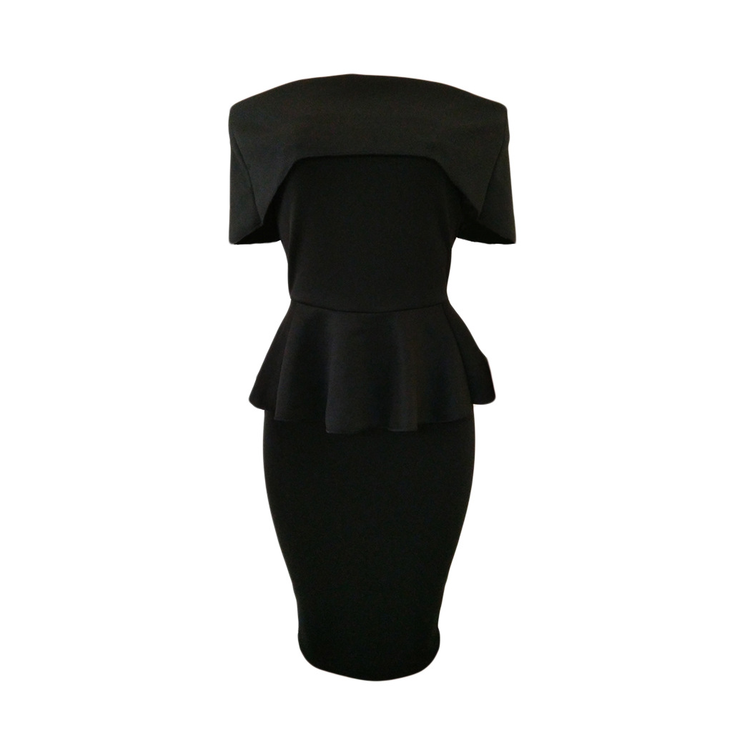 Black Off Shoulder Bodycon Peplum Dress