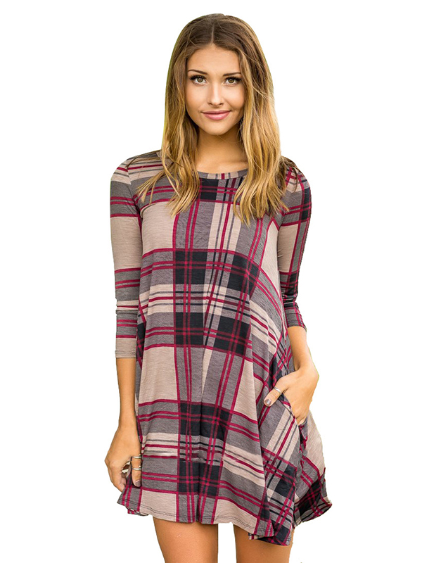 Fashion Loose Casual Plaid Dress