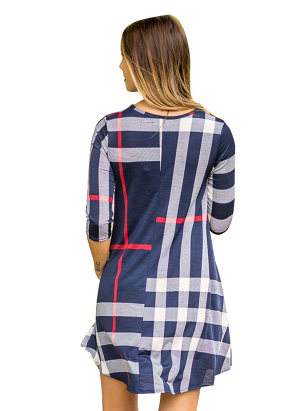 Fashion Plaid Long Sleeve Casual Dress