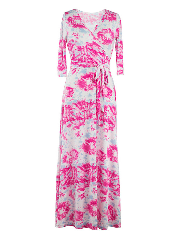 Floral Print Bohemian Maxi Dress Rose