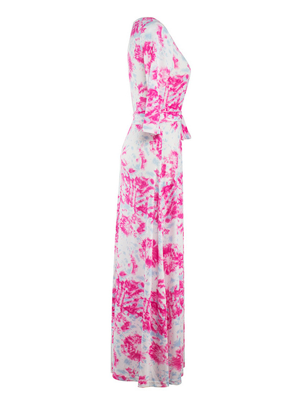 Floral Print Bohemian Maxi Dress Rose