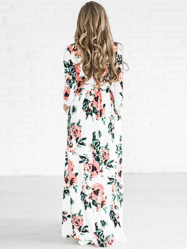 White Floral Print Wrapped Boho Dress