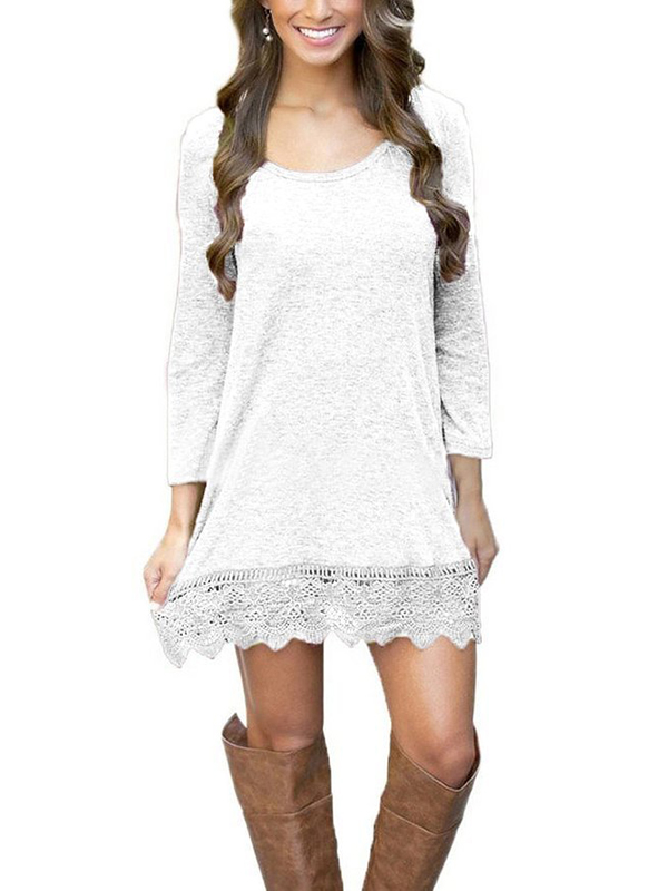 White Women Casual Mini Dress