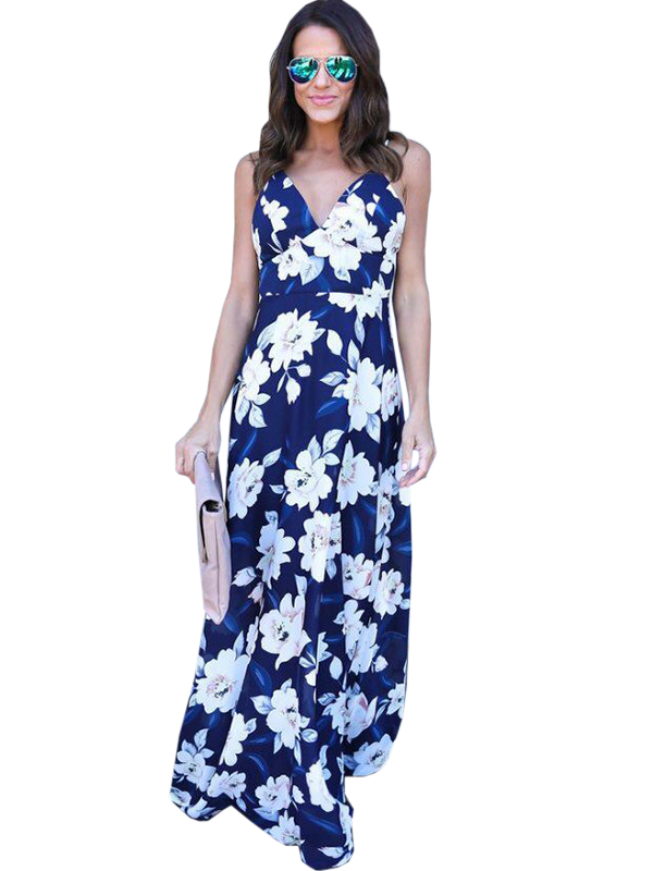 Women Summer  V-Neck Floral Printed Dresses