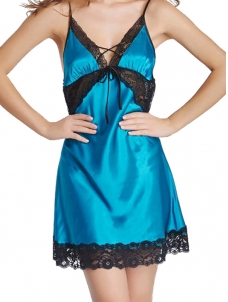 Alluring Lace Splicing Backless Babydoll