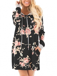 Fashion Floral Printed Long Sleeve Mini Dress