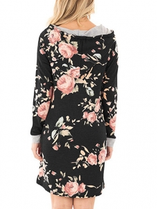 Fashion Floral Printed Long Sleeve Mini Dress