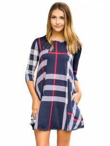 Fashion Plaid Long Sleeve Casual Dress