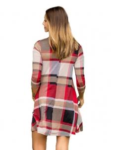 Fashion Red Plaid Loose Casual Dress