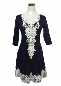 Half Sleeve With Flowing Fringe Hem Dress