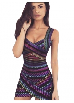 Multi-Color Mesh Mini Dress
