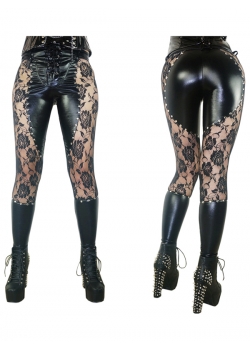 Punk Rock Metal Studded Lace Pants