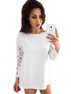 White Lace Long Sleeve Women Blouse