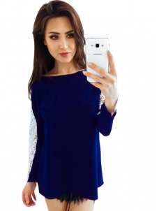 Women Long Sleeve Blue Fashion Blouse