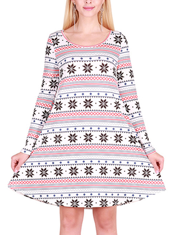  Multicolor S-XL Print Thigh High Pleated Casual Dress