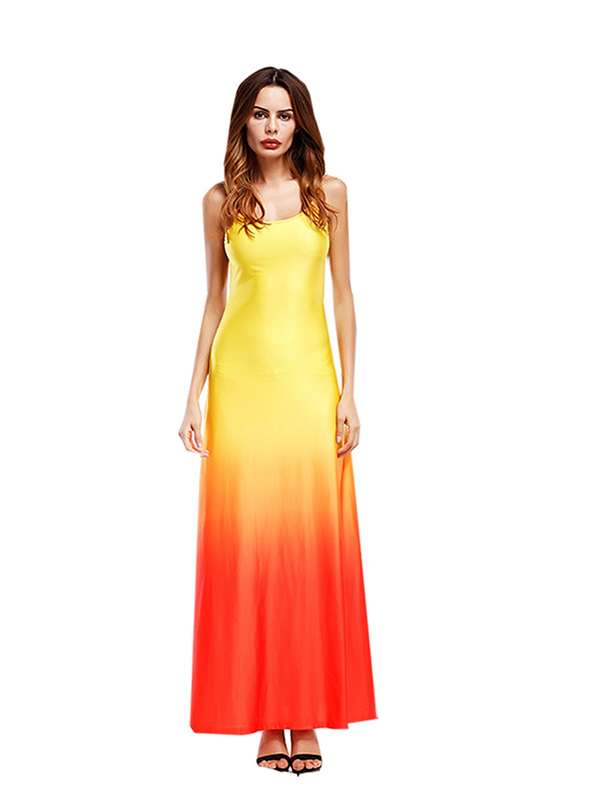 2 Colors S-5XL Gradient Sleeveless Maxi Dress