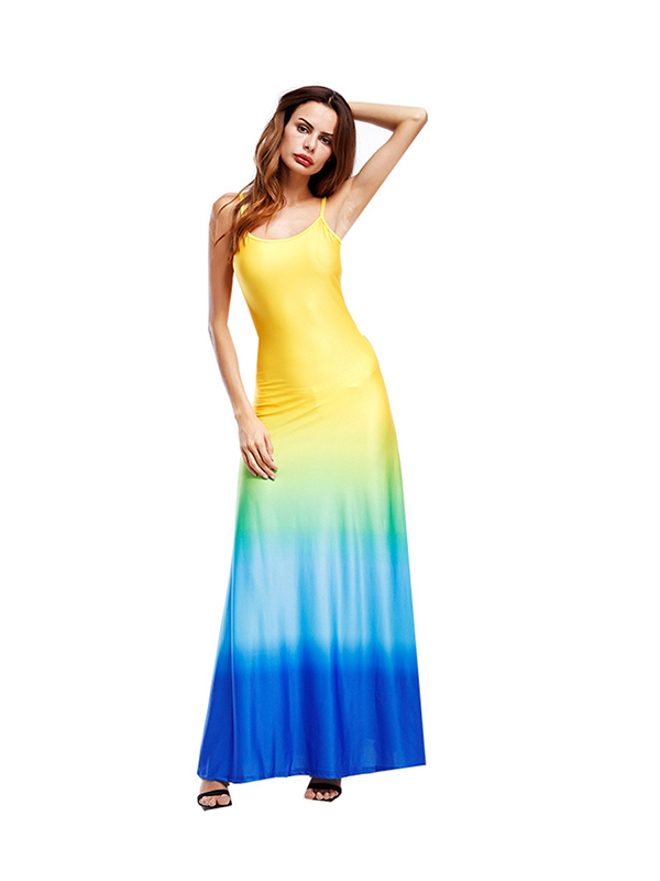 2 Colors S-5XL Gradient Sleeveless Maxi Dress