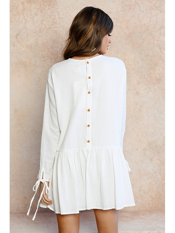 2 Colors S-XL A-Line Short Lazy Casual Dress