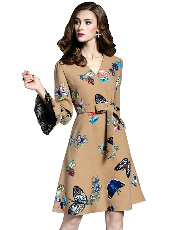 2 Colors S-XL Floral Print Casual Dress