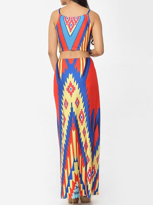 3 Colors S-5XL Sleeveless Colorblock Maxi Dress
