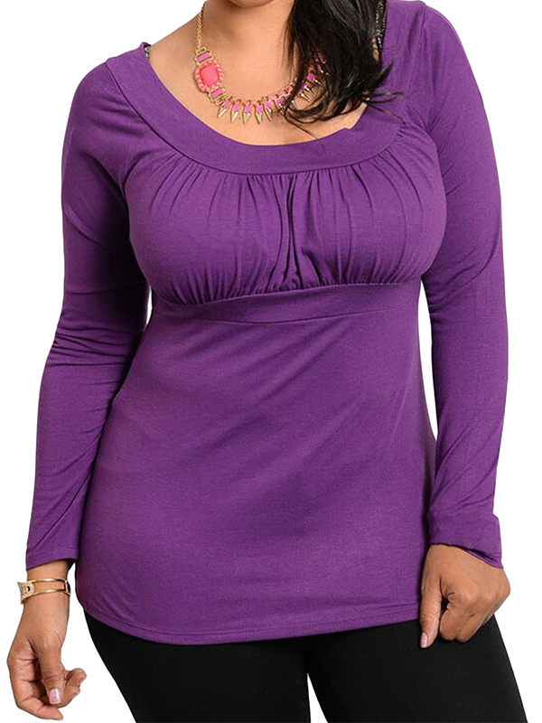 4 Colors M-5XL Long Sleeve Basic Plus Size Tops