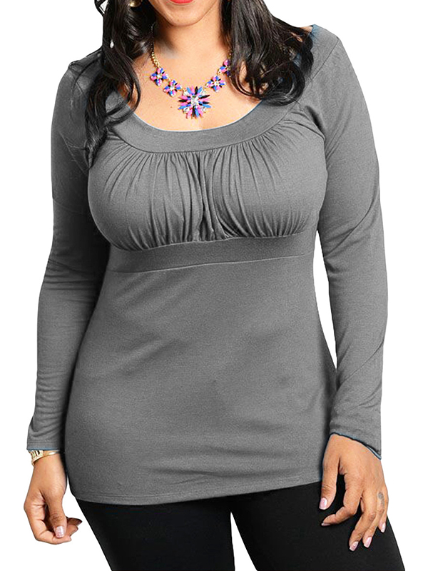 4 Colors M-5XL Long Sleeve Basic Plus Size Tops