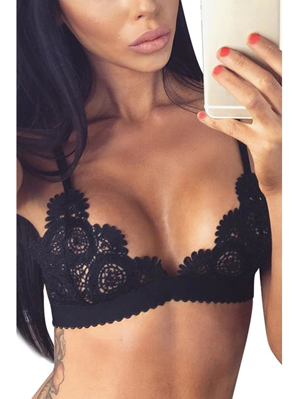 4 Colors S-XL Feminine Cleavage Wireless Crochet Lace Bra