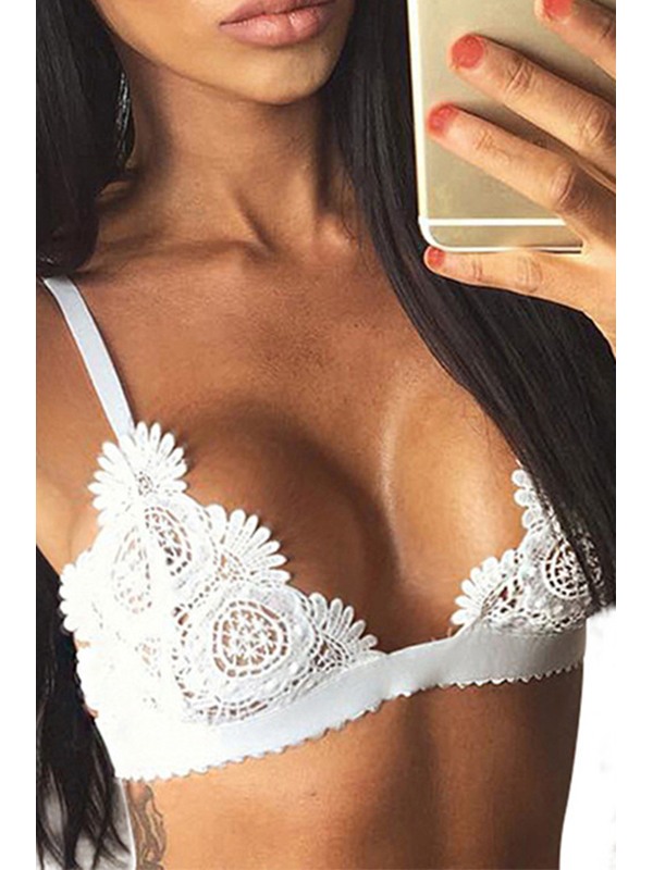 4 Colors S-XL Feminine Cleavage Wireless Crochet Lace Bra