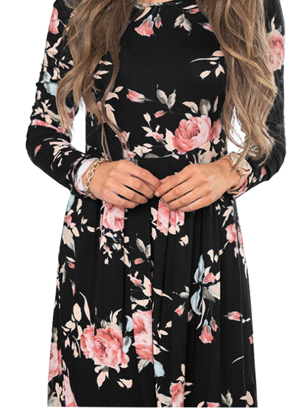 4 Colors S-XL Long Sleeve Casual Dress