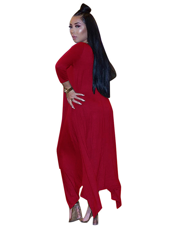 4 Colors S-XL Plain Casual Long Sleeve Maxi Dress