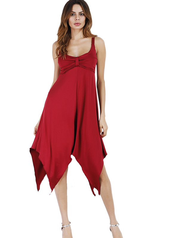 4 Colors S-XL Sexy Sleeveless Irregular Casual Dress