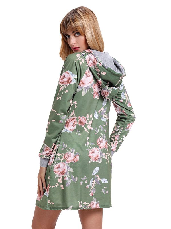 5 Colors S-XXL Long Sleeve Floral Print Casual Dress