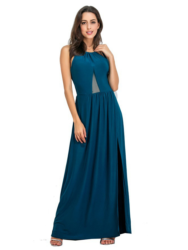 8 Colors S-2XL Sexy Backless Chiffon Maxi Dress