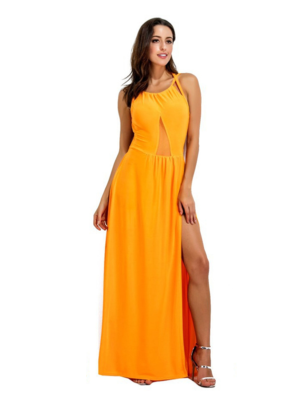 8 Colors S-2XL Sexy Backless Chiffon Maxi Dress
