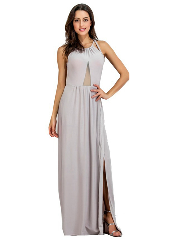 8 Colors S-2XL Sexy Backless Chiffon Maxi Dress